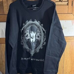 Wednesday Addams long sleeve black cotton sweatshirt Size XL NWT